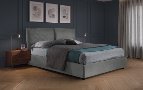 Letto Cigno - Tessuto, Grigio, Matrimoniale