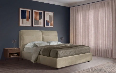 Letto Sirio - Tessuto, Bianco Tortora, Matrimoniale