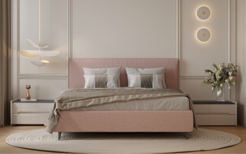 Letto Rosa - Tessuto, Rosa, Singolo con contenitore